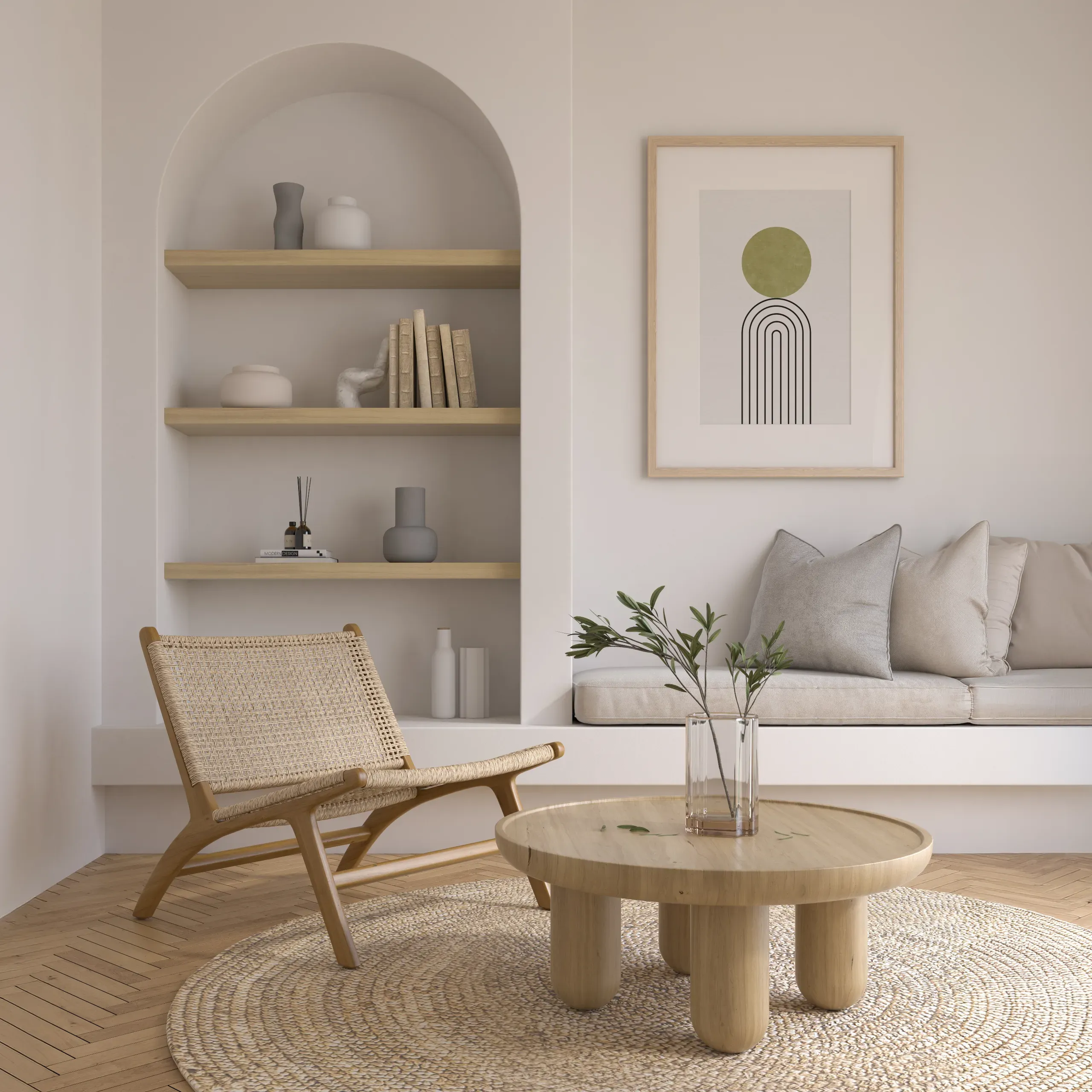 Japandi style conceptual interior